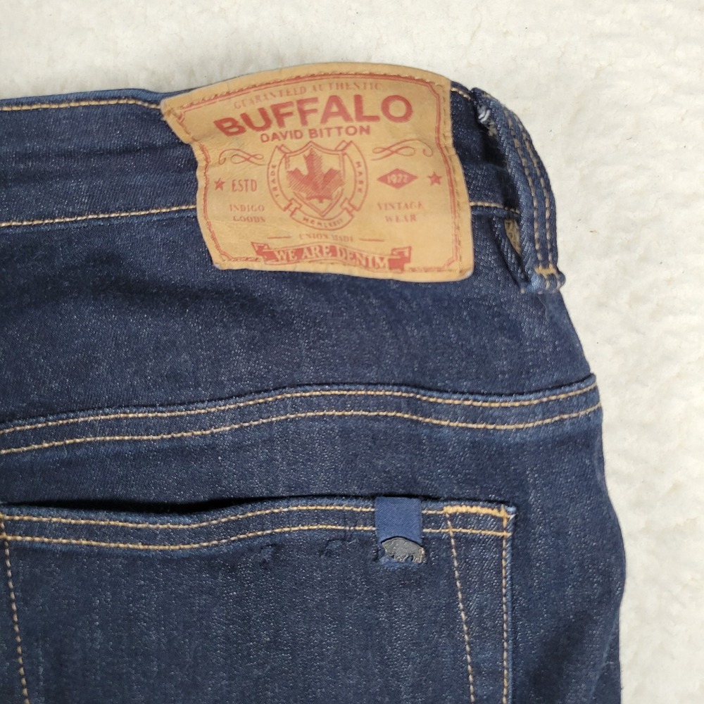 Buffalo David Bitton Jeans Mens 40x30 Dark Indigo Straight Six Mid Rise Denim - Picture 13 of 14